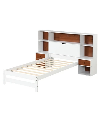 Bed Frame with Storage Headboard and Nightstands