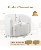 Modern Upholstered Sherpa Accent Chair with Curved Backrest and Armrests