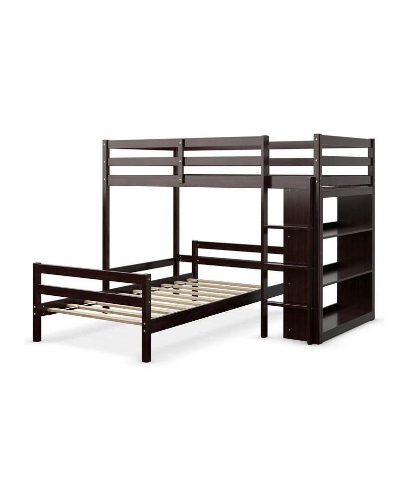 Space-Saving Loft Bunk Bed with Storage Bookcase, Ideal for Kids and Teen Bedrooms