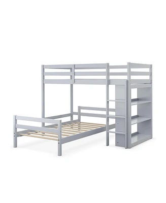 Space-Saving Loft Bunk Bed with Storage Bookcase, Ideal for Kids and Teen Bedrooms