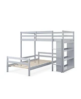 Space-Saving Loft Bunk Bed with Storage Bookcase, Ideal for Kids and Teen Bedrooms