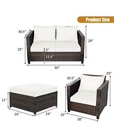 5 Pieces Patio Cushioned Rattan Furniture Set
