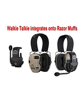 Walker's Razor Slim Electronic Shooting Hearing Protection Muff, Distressed Flag Bundle with Walkie-Talkie Attachments Gel Filled Earpad Shooting Glas