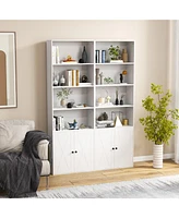 71 Inch Freestanding Bookshelf with 6 Shelves and 2-Door Cabinet
