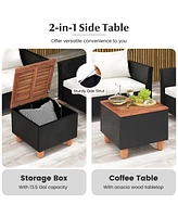 Gymax 4 Piece Outdoor Conversation Set Patio Cushioned Chairs w/ Storage Coffee Table