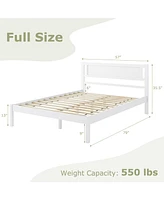 Wood Bed Frame with Headboard and Wooden Slats Support
