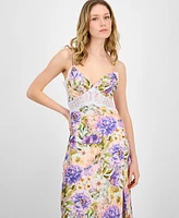 Astr the Label Women's Ivanna Floral Lace-Trim Sweetheart Maxi Dress
