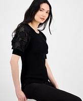 T Tahari Women's Round-Neck Elbow-Length-Sleeve