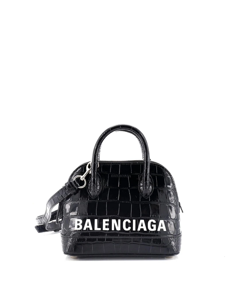 Pre-Owned Balenciaga Xxs Logo Ville Bag Embossed Leather