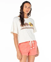 Roxy Juniors' Cotton Palm Stripe Crewneck Tee