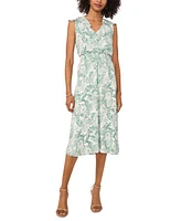 Vince Camuto Women's Ruffled-v-Neck Smocked-Waist Midi Dress