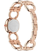Ferragamo Women's Swiss Double Gancini Rose Gold Ion Plated Link Bracelet Watch 25mm