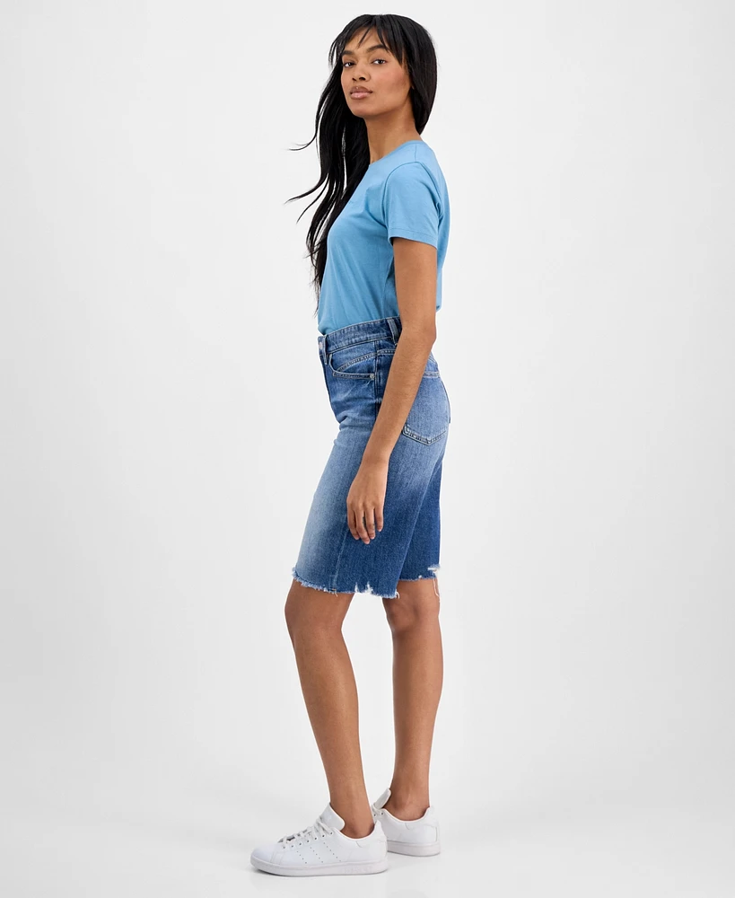 Boss Orange Women's High-Rise Raw-Edge Denim Shorts