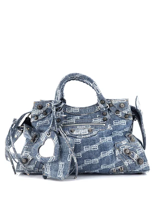 Pre-Owned Balenciaga Medium Neo Cagole City Bag Bb Denim