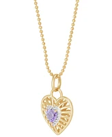 Macy's Garnet or Amethyst (3/8 ct. t.w.) & White Topaz (1/10 Heart Pendant 18" Necklace 14K Yellow Gold Over Sterling Silver