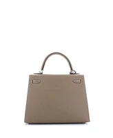 Pre-Owned HERMES Kelly 25 Handbag Grey Epsom with Palladium Hardware