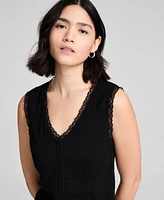 And Now This Women's Lace-Trim V-Neck Woven Vest, Regular & Petites, Exclusively at Macy's