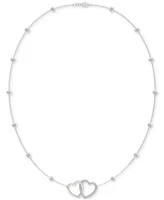 Charles & Colvard Moissanite Linked Hearts Pendant Necklace (3/8 ct. t.w.) in Sterling Silver, 18"