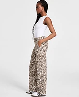 Bar Iii Women's Cheetah Print Cargo Jeans, Exclusively at Macy's