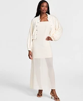 Bar Iii Women's Long-Sleeve Bubble-Hem Cargo Jacket, Exclusively at Macy's