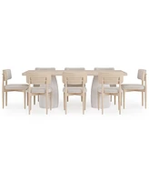 Lunare 9-Pc. Dining Set (Rectangular Table & 8 Curved Chairs)