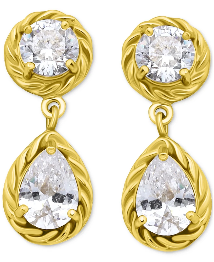 Giani Bernini Cubic Zirconia Mixed Cut Rope Frame Drop Earrings, Exclusively at Macy's