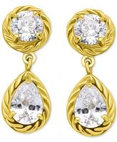 Giani Bernini Cubic Zirconia Mixed Cut Rope Frame Drop Earrings, Exclusively at Macy's