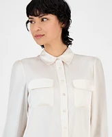 Bar Iii Women's Button-Front Long-Sleeve Blouse, Exclusively at Macy's