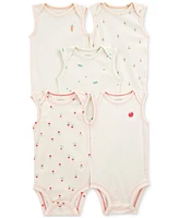 Carter's Baby Cotton Vegetables Sleeveless Bodysuits, Pack of 5