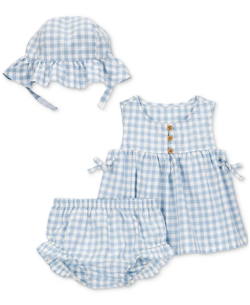 Carter's Baby Girls 3-Pc. Cotton Gingham Hat, Top & Shorts Set