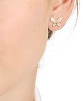 Kate Spade New York Lucky Charm Gold-Tone Pave Crystal Butterfly Stud Earrings