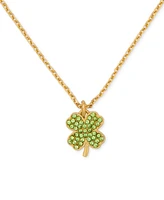 Kate Spade New York Lucky Charm Gold-Tone Pave Crystal Clover Pendant Necklace, 16" + 3" extender