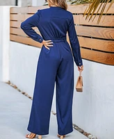 Women's Chic Belted Wide-Leg Jumpsuit