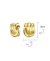 Bling Jewelry Fashion Rope Cable Love Knot Clip-On Earrings for Non-Pierced Ears Silver Gold Tone