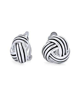 Bling Jewelry Rope Cable Twist Love Knot Clip-On Earrings for Non-Pierced Ears Black Oxidized Silver