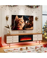 Recessed Electric Fireplace Heater with Led Strip Lights and Remote Control for Modern, Customizable Heating Experience