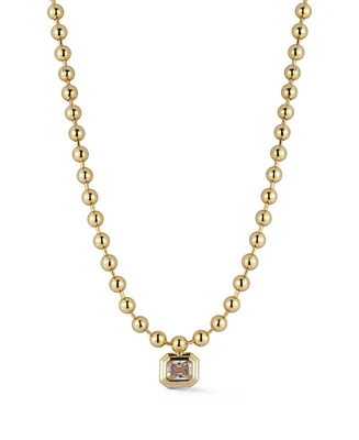 Rachel Zoe Gold Plated Emerald Cut Crystal Pendant Necklace