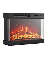 3-Sided Glass Electric Fireplace Heater with Remote Control for Panoramic View and Efficient Heating