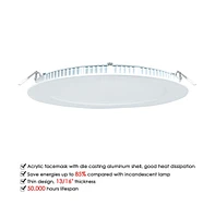 4x 15W Round Led Recessed Ceiling Panel Down Light Fixture Bulb Lamp W/ Driver