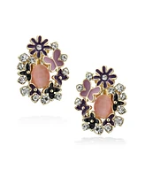 Bling Jewelry Green Pink Black Multi Color Button Style Clip-On Earrings Non-Pierced Ears