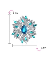 Bling Jewelry Crystal Flower Art Deco Brooche Pin for Scarves