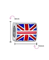 Bling Jewelry Red White Blue Union Jack Charm Bead Sterling Silver for European Bracelet