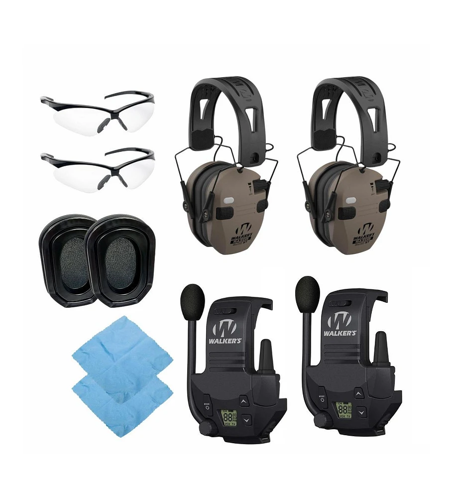 Walkers Razor Slim Quad Electronic Fde Earmuffs with Bluetooth Bundle 2 Pack