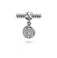 Bling Jewelry Celtic Infinity Love Knot Dangle Charm Bead in Oxidized Sterling Silver for Bracelet