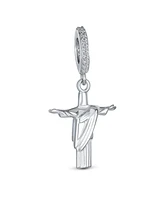 Bling Jewelry Tourism Brazil Christo Redentor Jesus Dangle Charm Bead Sterling Silver Bracelet