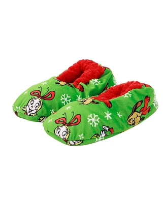 The Grinch Boys All-Over Character Print Youth Green Slipper Socks-Small