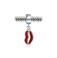 Bling Jewelry Valentine Red Crystal Lip Dangle Charm Bead Sterling Silver for European Bracelet