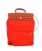 Pre-Owned HERMES Herbag A Dos Zip Backpack Toile and Leather