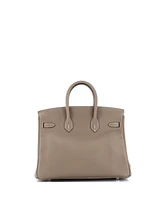 Pre-Owned HERMES Birkin 25 Handbag Grey Swift with Palladium Hardware