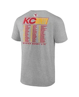 Fanatics Men's Heather Gray Kansas City Chiefs Super Bowl Lix Roster T-Shirt